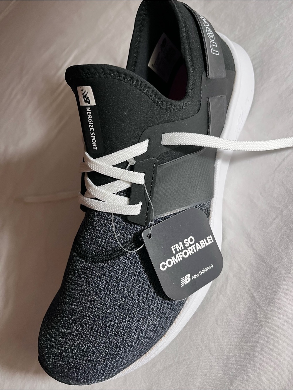New Balance Nergize black and grey Women’s 12B “slip on style” black mesh shoe